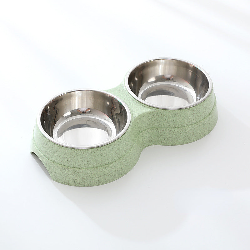 Double Pet Bowls for Food and Water | Stainless Steel Removable Dishes with No-Spill Station for Cats, Puppies, and Small Dogs