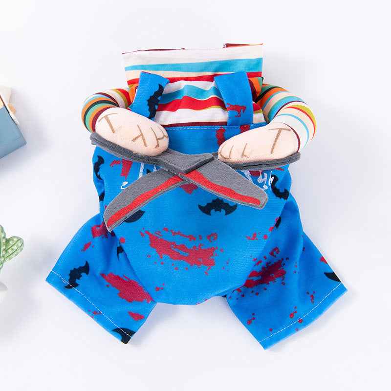 Pet clothes are funny take a knife transform into a pet dog Halloween pet