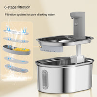 Stainless Steel Cat Water Dispenser Wireless Intelligent Automatic Circulating Water Machine Pet Smart Battery-Powered Feeder eprolo