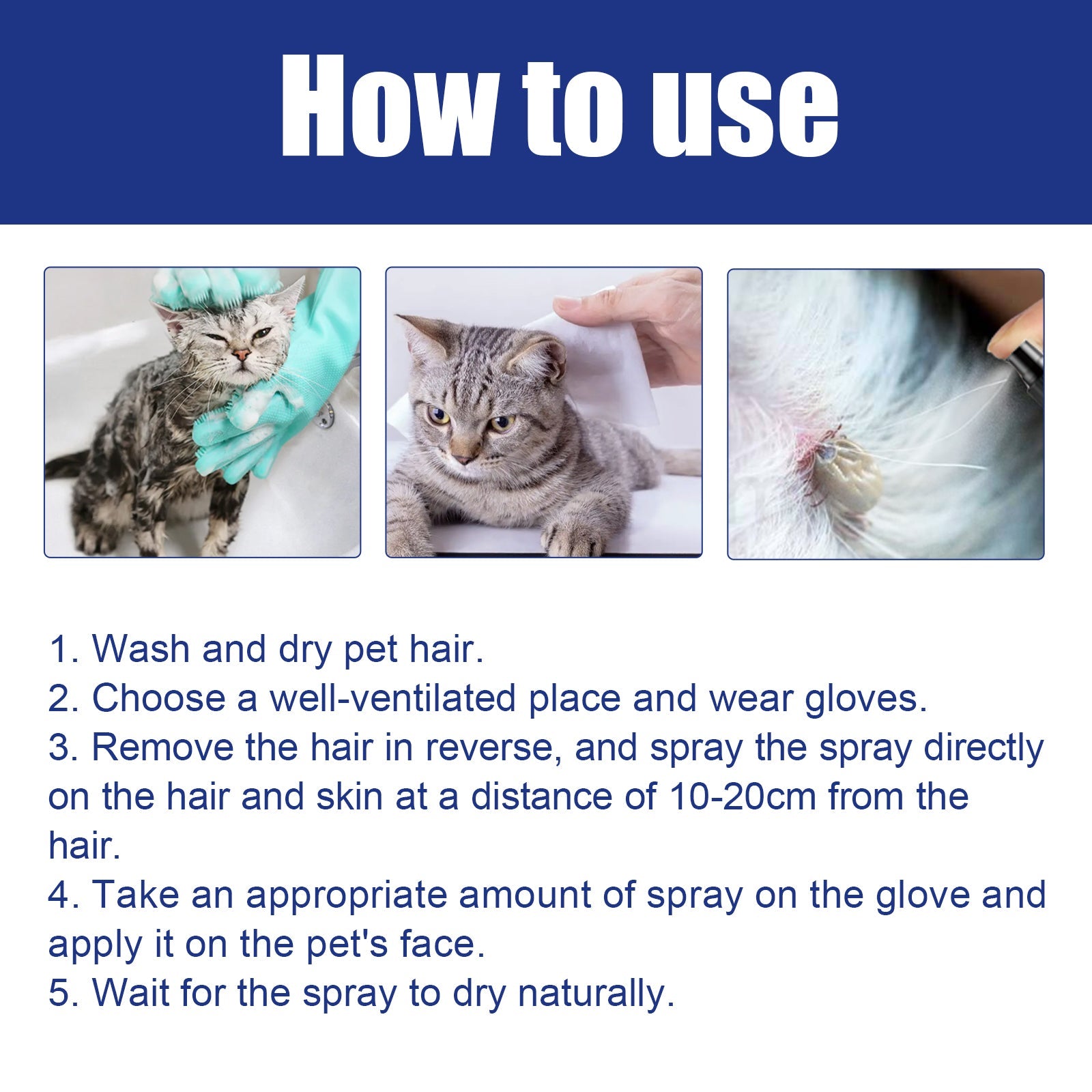 Pet Flea Spray, Cat And Dog Pet Skin Cleansing External Lice Tick Anti-Itch Spray eprolo