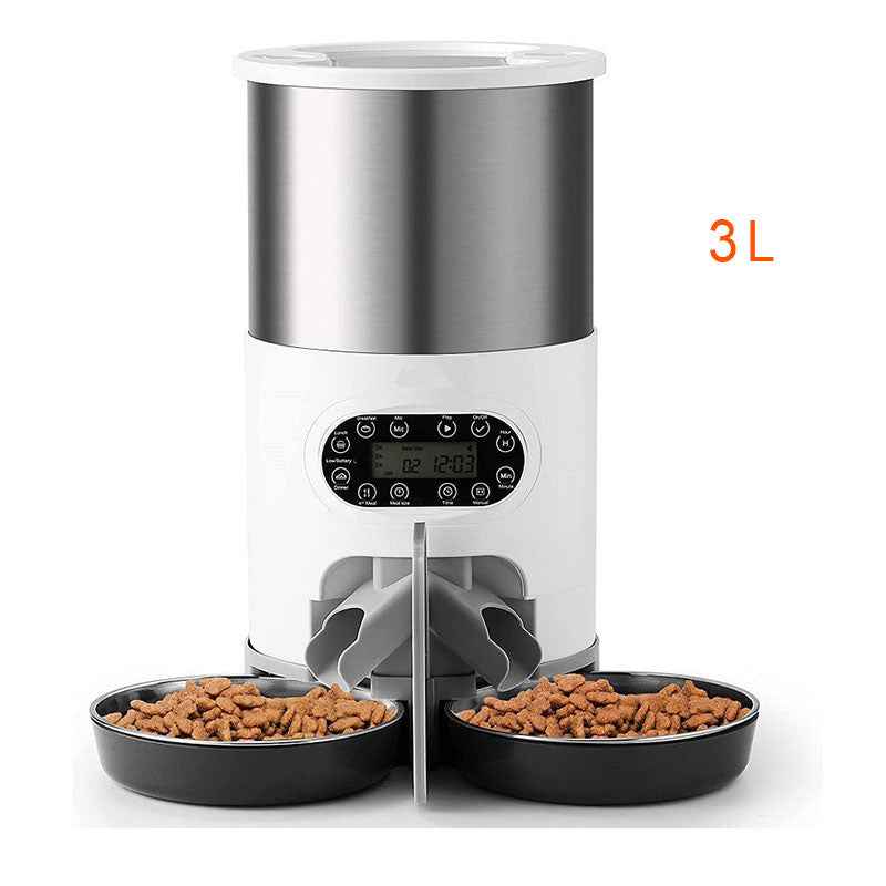 Double Meal Feeder Double Meal Tray Stainless Steel Feeder Automatic Feeder Pet Feeder