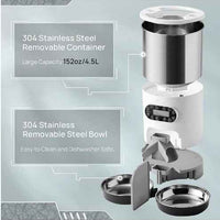 Double Meal Feeder Double Meal Tray Stainless Steel Feeder Automatic Feeder Pet Feeder
