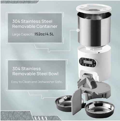 Double Meal Feeder Double Meal Tray Stainless Steel Feeder Automatic Feeder Pet Feeder