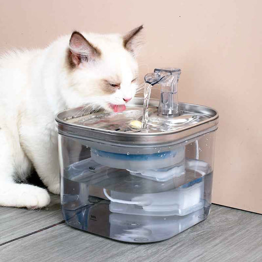 Intelligent Stainless Steel Automatic Pet Water Fountain | Silent Circulation Dispenser with Filter Filtration System for Cats & Dogs