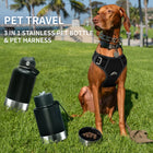 3-in-1 Stainless Steel Dog Water Bottle & Feeder (32oz/1L) - Large Capacity Travel Bowl for Hiking & Walking