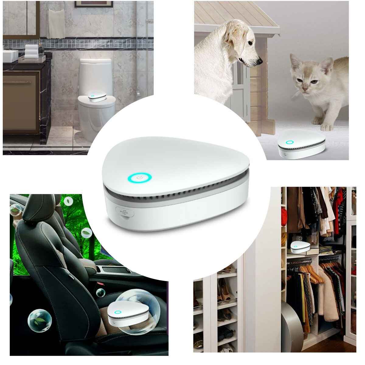 USB Portable Mini Ozone Air Purifier Fresh Deodorant Sterilizer Eliminator  for Car Refrigerator Closets Pet Car