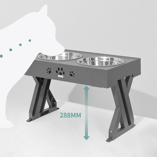 Anti-Slip Elevated Double Dog Bowls Stainless Steel Water Food Container Adjustable Height Pet Feeding Dish Feeder eprolo