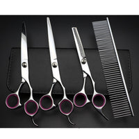 Behogar 5pcs Pet Dog Grooming Hair Comb Thinning Scissors Shears Straight Curved Animals Cutting Scissors Tool Kit w/Storage Bag
