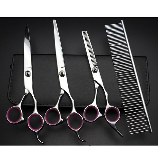 Behogar 5pcs Pet Dog Grooming Hair Comb Thinning Scissors Shears Straight Curved Animals Cutting Scissors Tool Kit w/Storage Bag