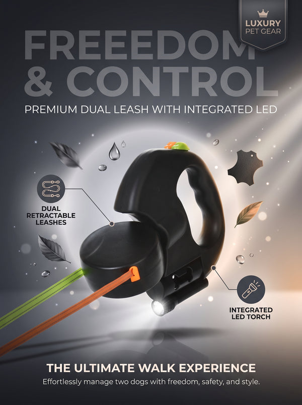 Retractable Dog Leash with LED Light (3M) - Reflective Nylon Puppy Lead for Small Dogs & Yorkies