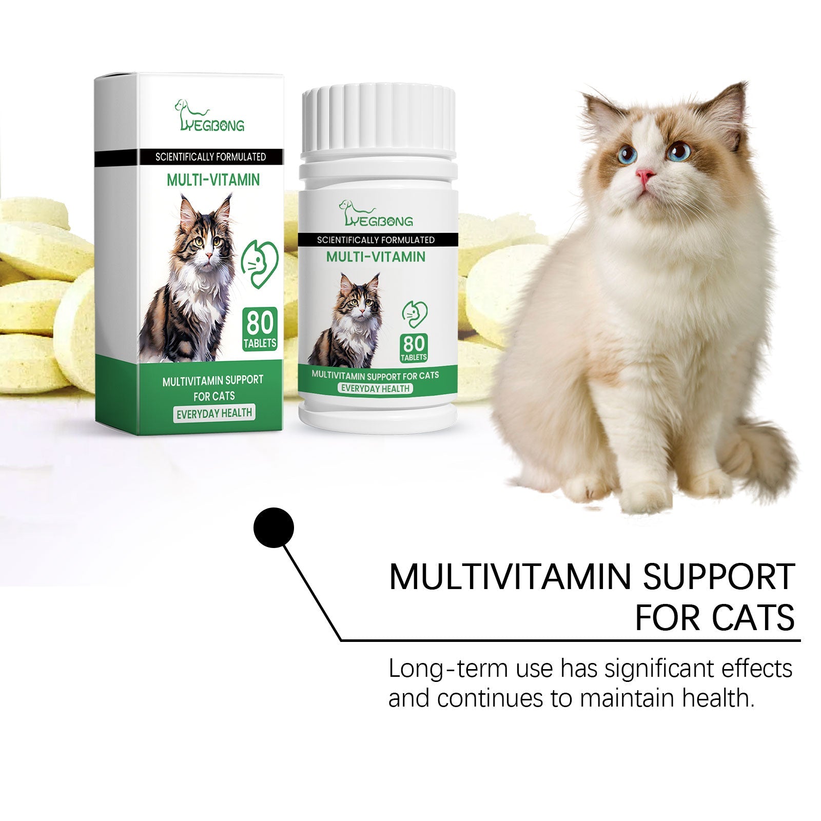 Pet Cat Multivitamin Tablets, Cats Supplement Vitamin Micronutrient Nutritional Supplements eprolo