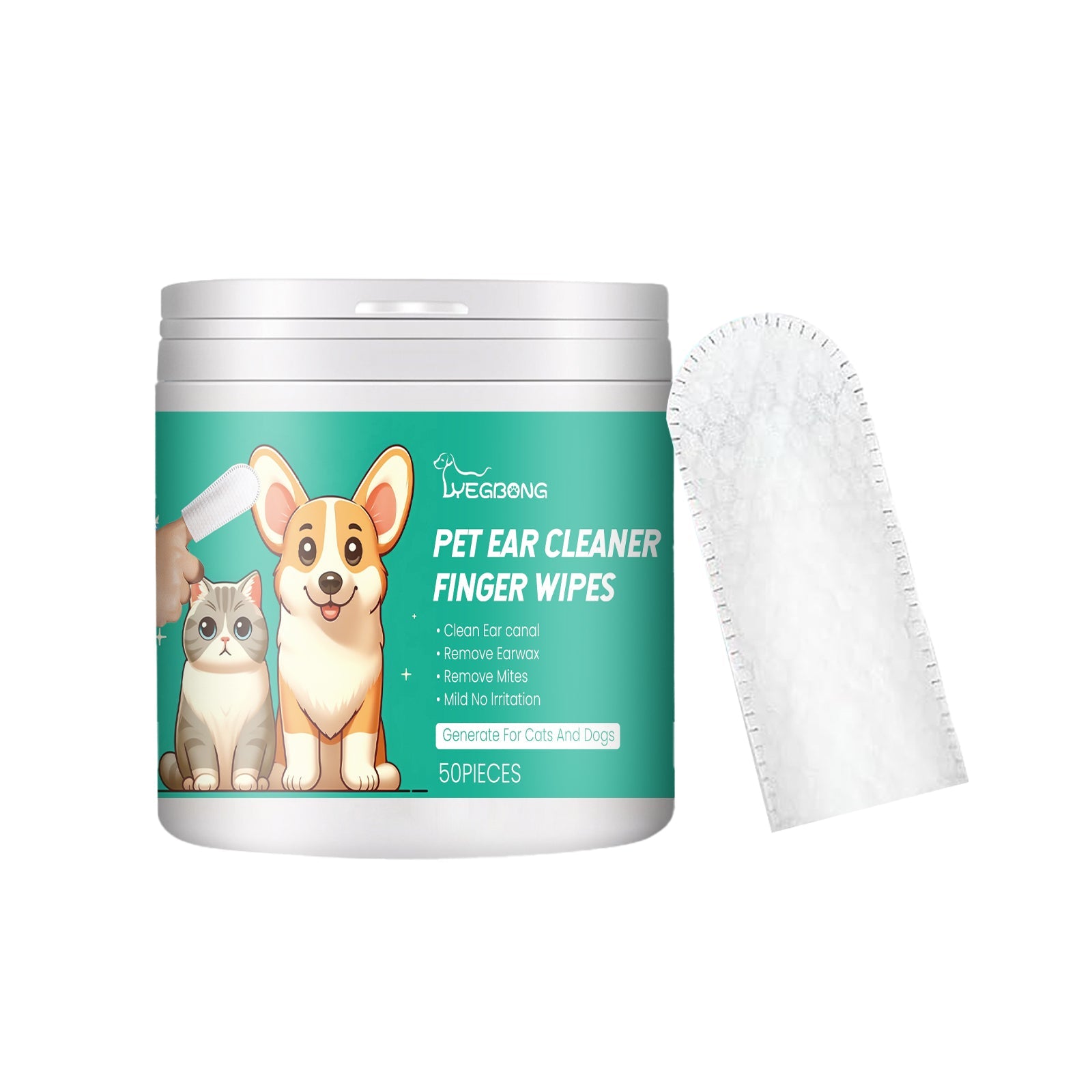 Pet Ear Cleaner Finger Wipes, Gently Clean Pet Ear Mites Ear Dirt Eye Dirt Feet Deodorize To Remove Odor eprolo