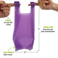 Biodegradable purple pet vest bag with roll up pet garbage bag and fecal collection bag eprolo