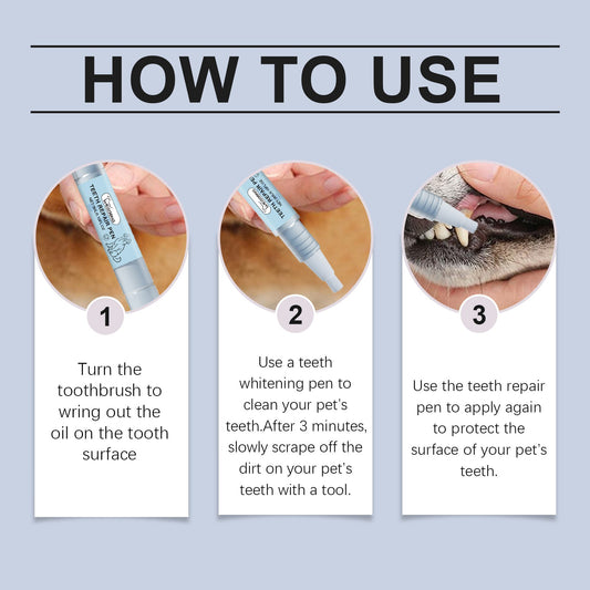 Yegbong Pet Teeth Brightening Pen Set Pet Teeth Cleaning Tartar Stains Dental Repair eprolo