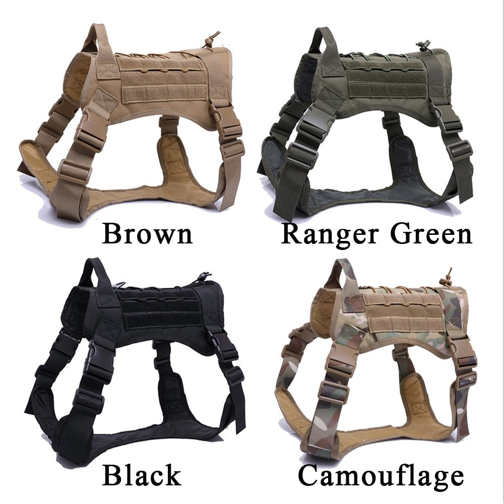 Military Tactical Dog Harness German Shepherd Pet Dog Vest With Handle Nylon Bungee Dog Leash Harness For Small Large Dogs Puppy eprolo