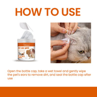 Yegbong Pet Ear Wipes, Pet Ear Cleaning Deodorizing Removing Mite And Earwax Cleaning Wipes eprolo