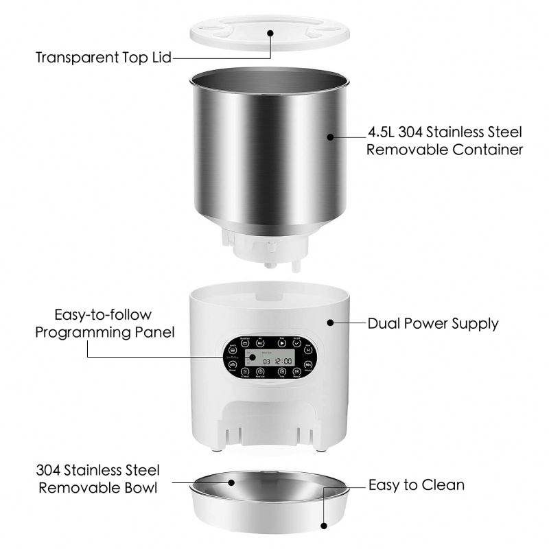 Double Meal Feeder Double Meal Tray Stainless Steel Feeder Automatic Feeder Pet Feeder eprolo