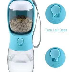 Multi-functional Pet Travel Drinking Water Bottle with Food Compartment - Portable Dog Feeder for Outdoor Adventures