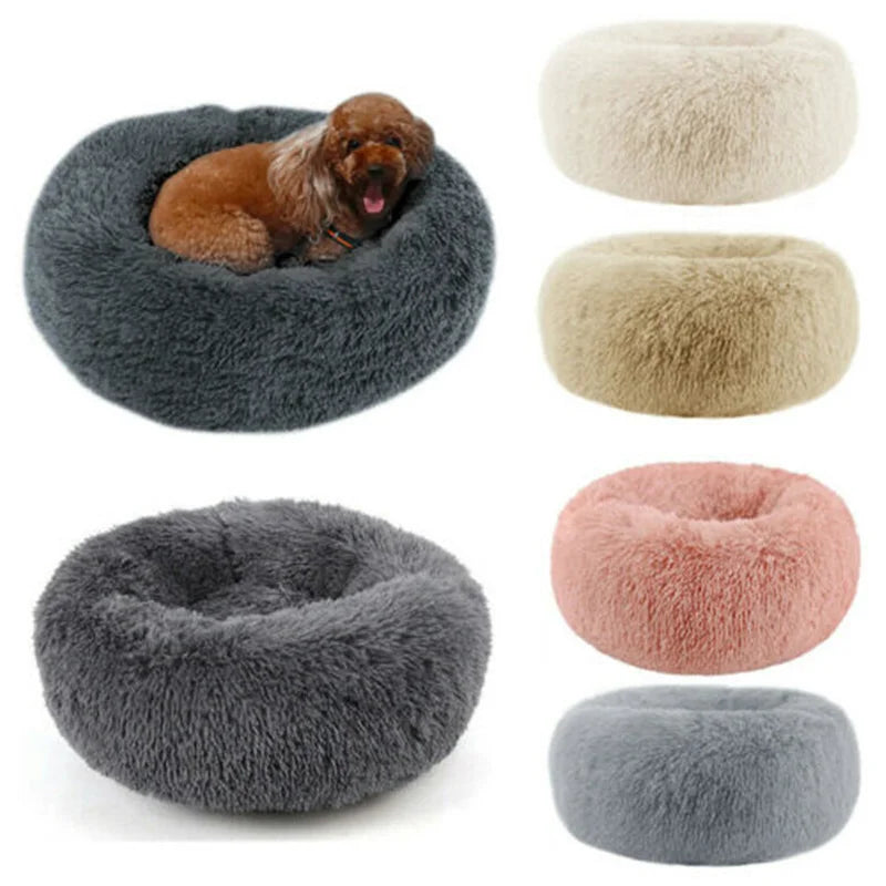 Large Plush Donut Pet Bed for Dogs & Cats – 100CM Anti-Anxiety Round Calming Bed