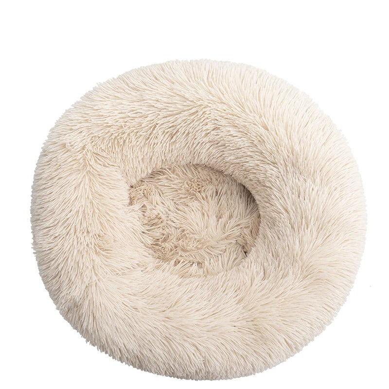 Large Plush Donut Pet Bed for Dogs & Cats – 100CM Anti-Anxiety Round Calming Bed