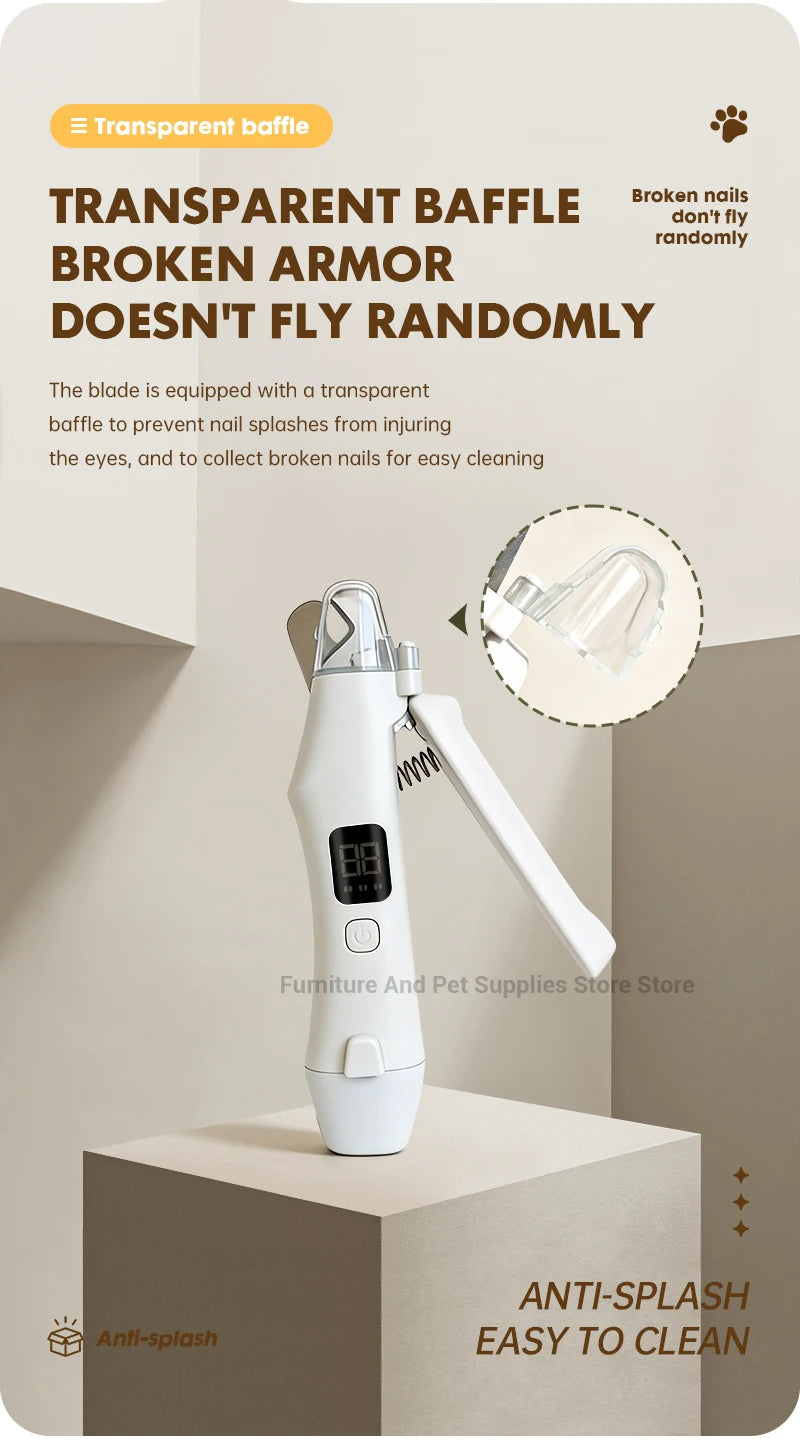 Safe 2-in-1 Dog & Cat Nail Clipper with Diamond Grinder - USB Type-C Rechargeable