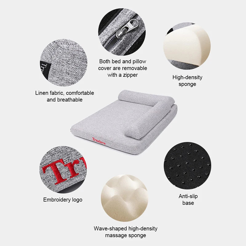 Truelove Orthopedic Memory Foam Dog Bed – 100% Linen Fabric Calming Bed with Removable Pillow & Washable Cover