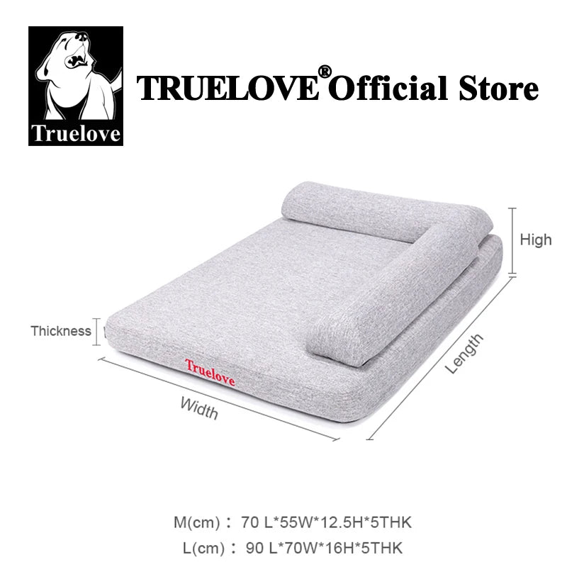 Truelove Orthopedic Memory Foam Dog Bed – 100% Linen Fabric Calming Bed with Removable Pillow & Washable Cover
