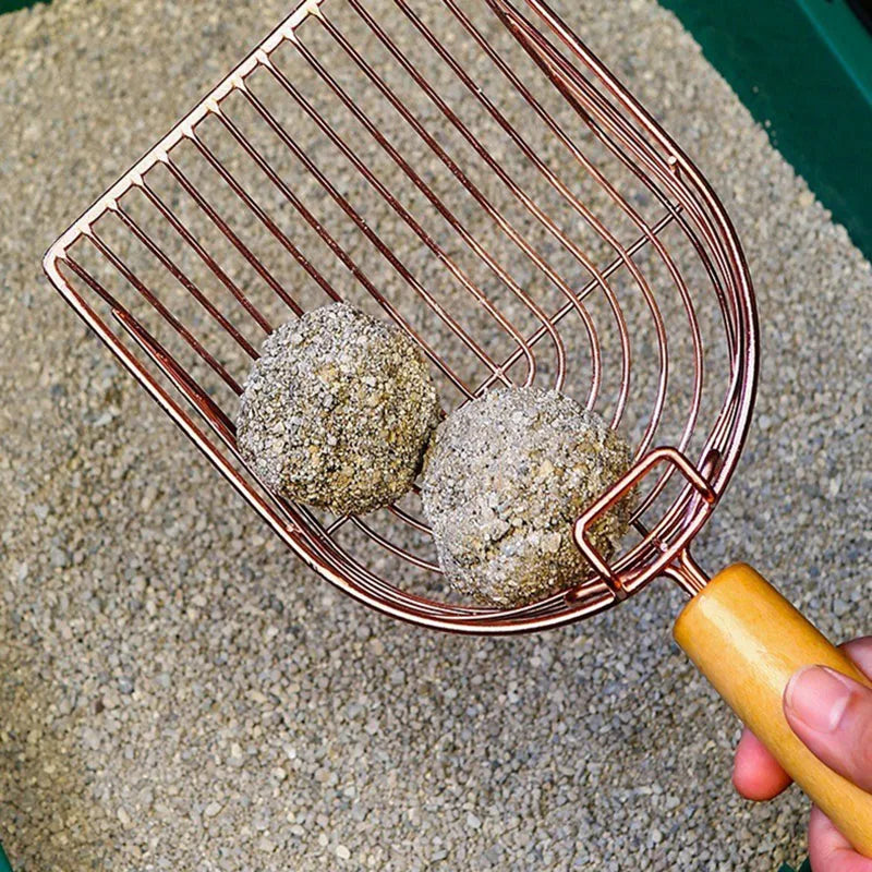 Stainless Steel Cat Litter Scoop with Hook – Premium Metal Self-Cleaning Sifting Shovel