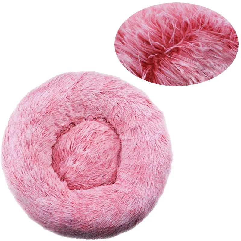 Calming Donut Dog Bed & Cat Cushion - Ultra Soft Plush Anti-Anxiety Pet Bed with Non-Slip Bottom