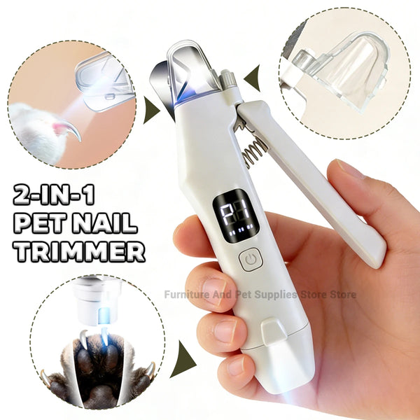 Safe 2-in-1 Dog & Cat Nail Clipper with Diamond Grinder - USB Type-C Rechargeable