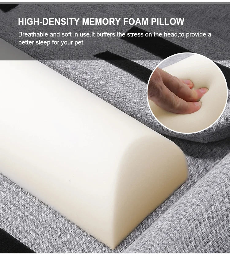 Truelove Orthopedic Memory Foam Dog Bed – 100% Linen Fabric Calming Bed with Removable Pillow & Washable Cover