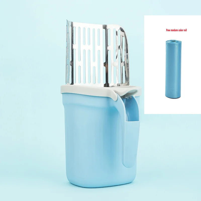 Stainless steel Cat Litter Shovel Scoop with Refill Bag for Pet Filter Toilet Picker Cat Supplies Cat Litter Box Self Cleaning