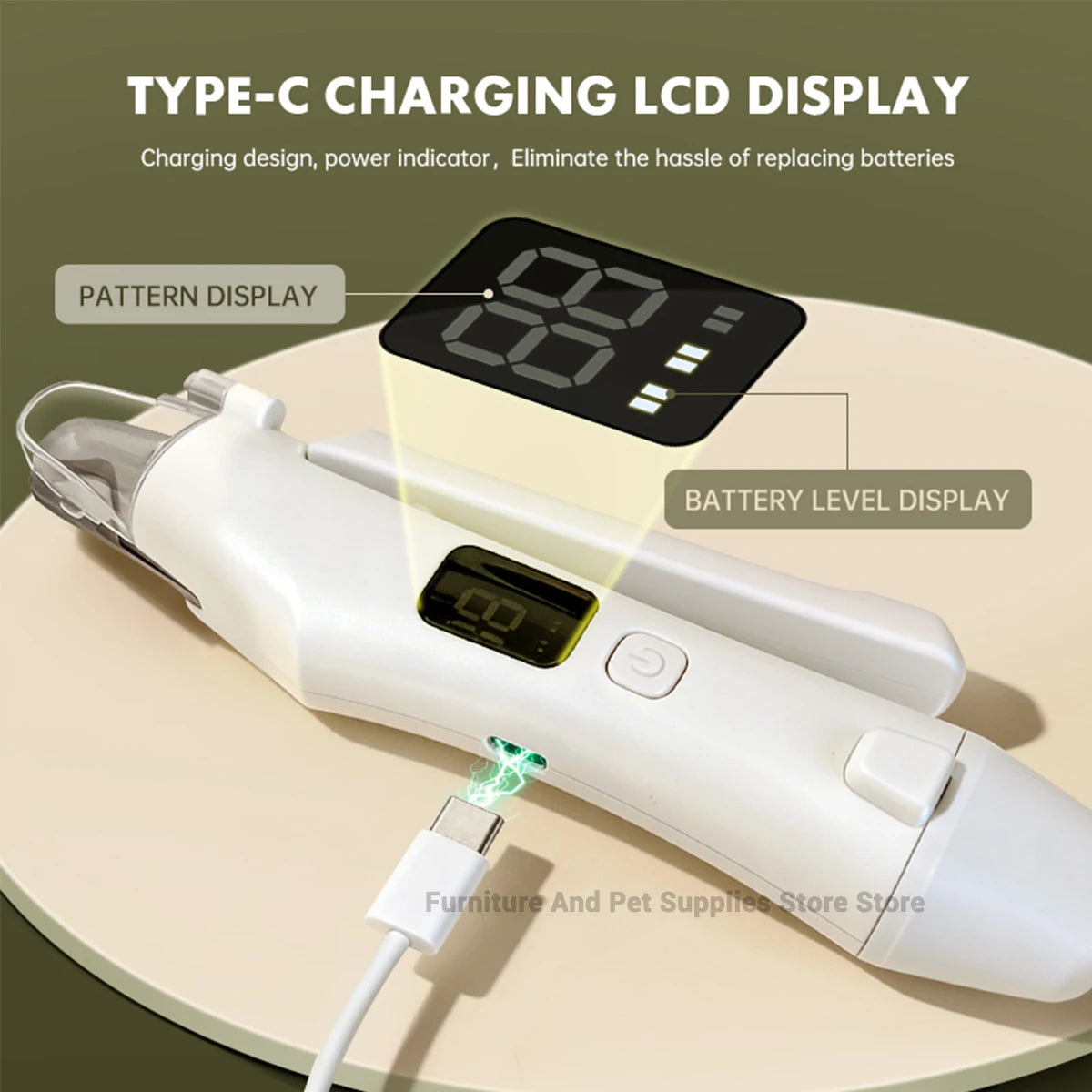 Safe 2-in-1 Dog & Cat Nail Clipper with Diamond Grinder - USB Type-C Rechargeable