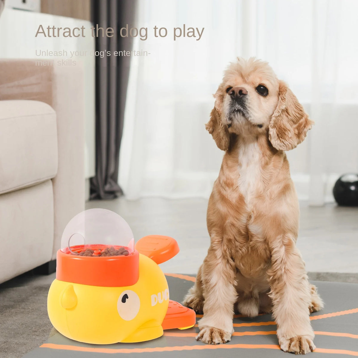 2-in-1 Interactive Dog Treat Dispenser & Slow Feeder - Cartoon Duck Paw-Pressed IQ Puzzle Toy