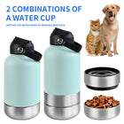 3-in-1 Stainless Steel Dog Water Bottle & Feeder (32oz/1L) - Large Capacity Travel Bowl for Hiking & Walking