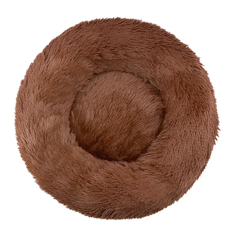 Calming Donut Dog Bed & Cat Cushion - Ultra Soft Plush Anti-Anxiety Pet Bed with Non-Slip Bottom