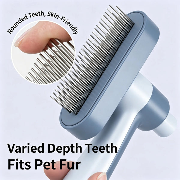 One-Button Pet Deshedding Comb for Dogs & Cats - Reduces Shedding Rake Brush
