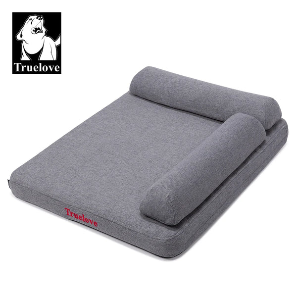 Truelove Orthopedic Memory Foam Dog Bed – 100% Linen Fabric Calming Bed with Removable Pillow & Washable Cover