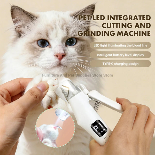Safe 2-in-1 Dog & Cat Nail Clipper with Diamond Grinder - USB Type-C Rechargeable