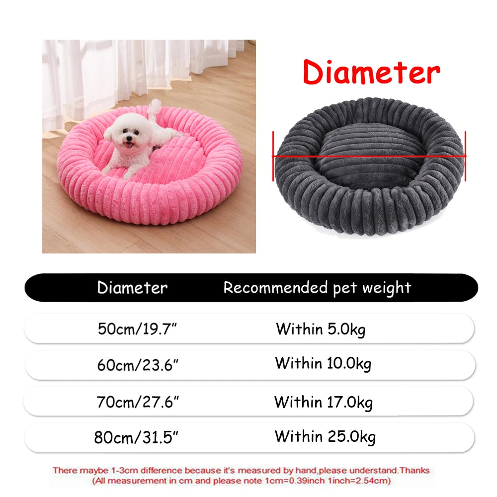 Calming Donut Dog Bed & Cat Cushion - Ultra Soft Plush Anti-Anxiety Pet Bed with Non-Slip Bottom