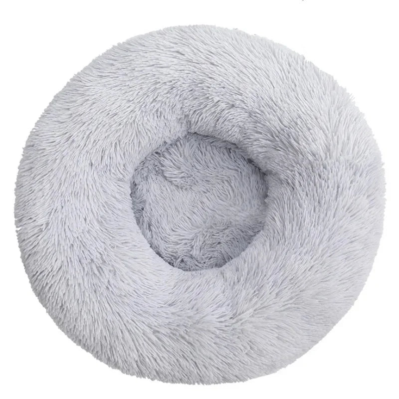Calming Donut Dog Bed & Cat Cushion - Ultra Soft Plush Anti-Anxiety Pet Bed with Non-Slip Bottom