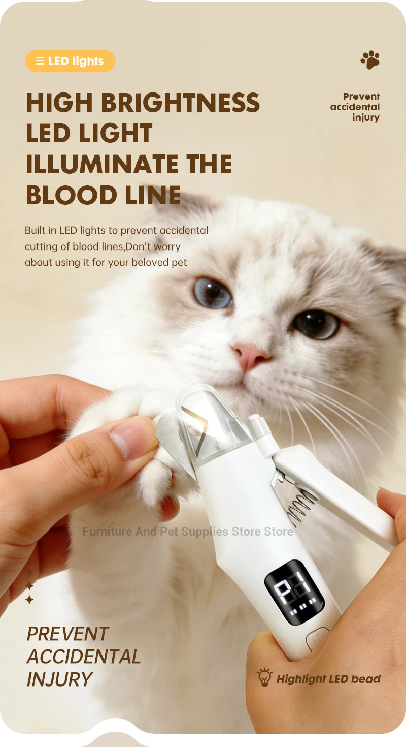 Safe 2-in-1 Dog & Cat Nail Clipper with Diamond Grinder - USB Type-C Rechargeable