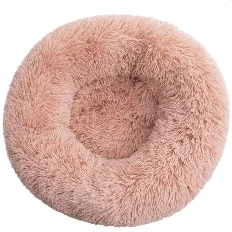 Calming Donut Dog Bed & Cat Cushion - Ultra Soft Plush Anti-Anxiety Pet Bed with Non-Slip Bottom