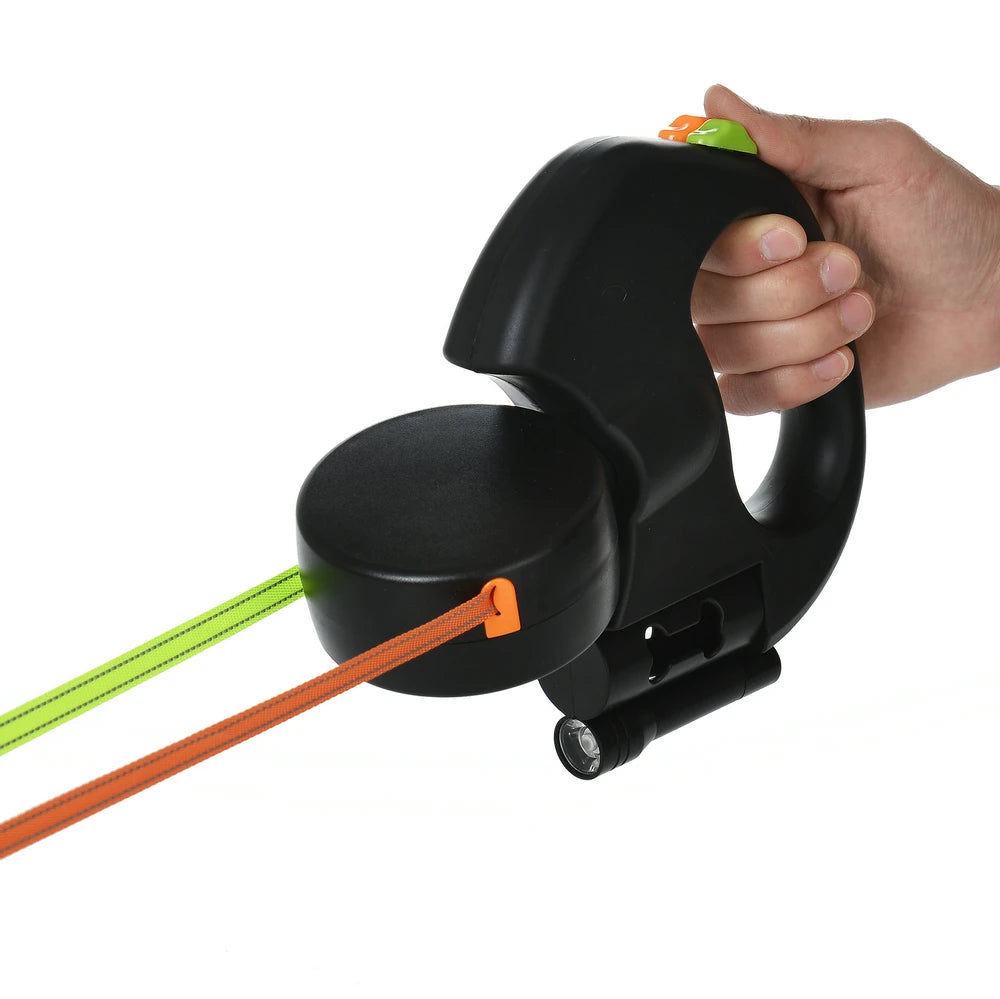 Retractable Dog Leash with LED Light (3M) - Reflective Nylon Puppy Lead for Small Dogs & Yorkies