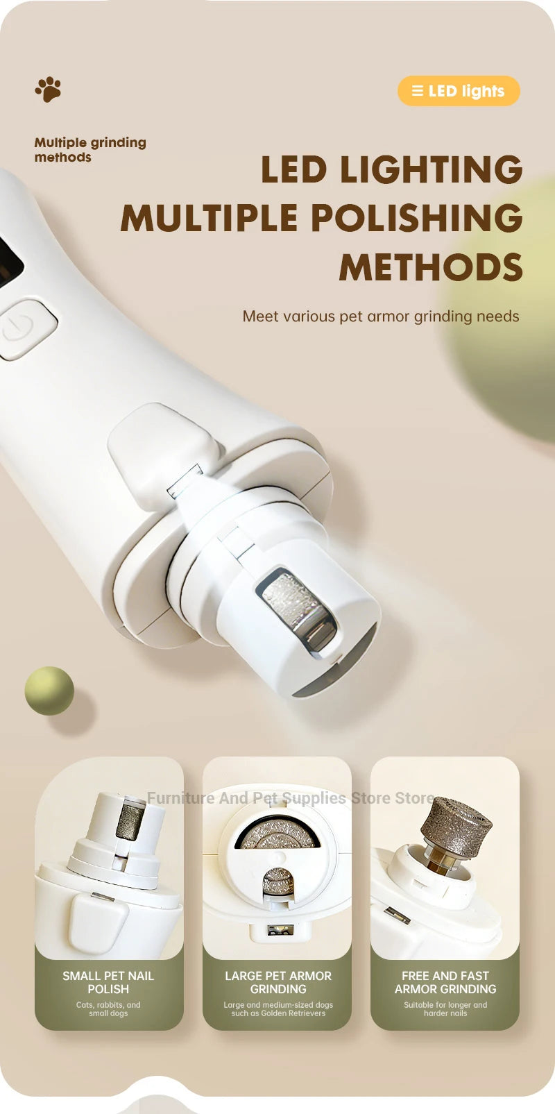 Safe 2-in-1 Dog & Cat Nail Clipper with Diamond Grinder - USB Type-C Rechargeable