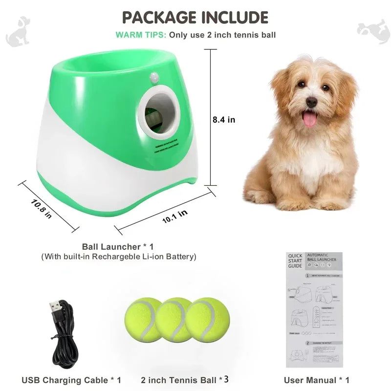 Mini Automatic Dog Ball Launcher with 3 Balls – Rechargeable Indoor Fetch Toy for Small Dogs