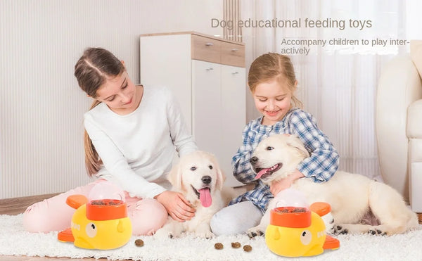 2-in-1 Interactive Dog Treat Dispenser & Slow Feeder - Cartoon Duck Paw-Pressed IQ Puzzle Toy