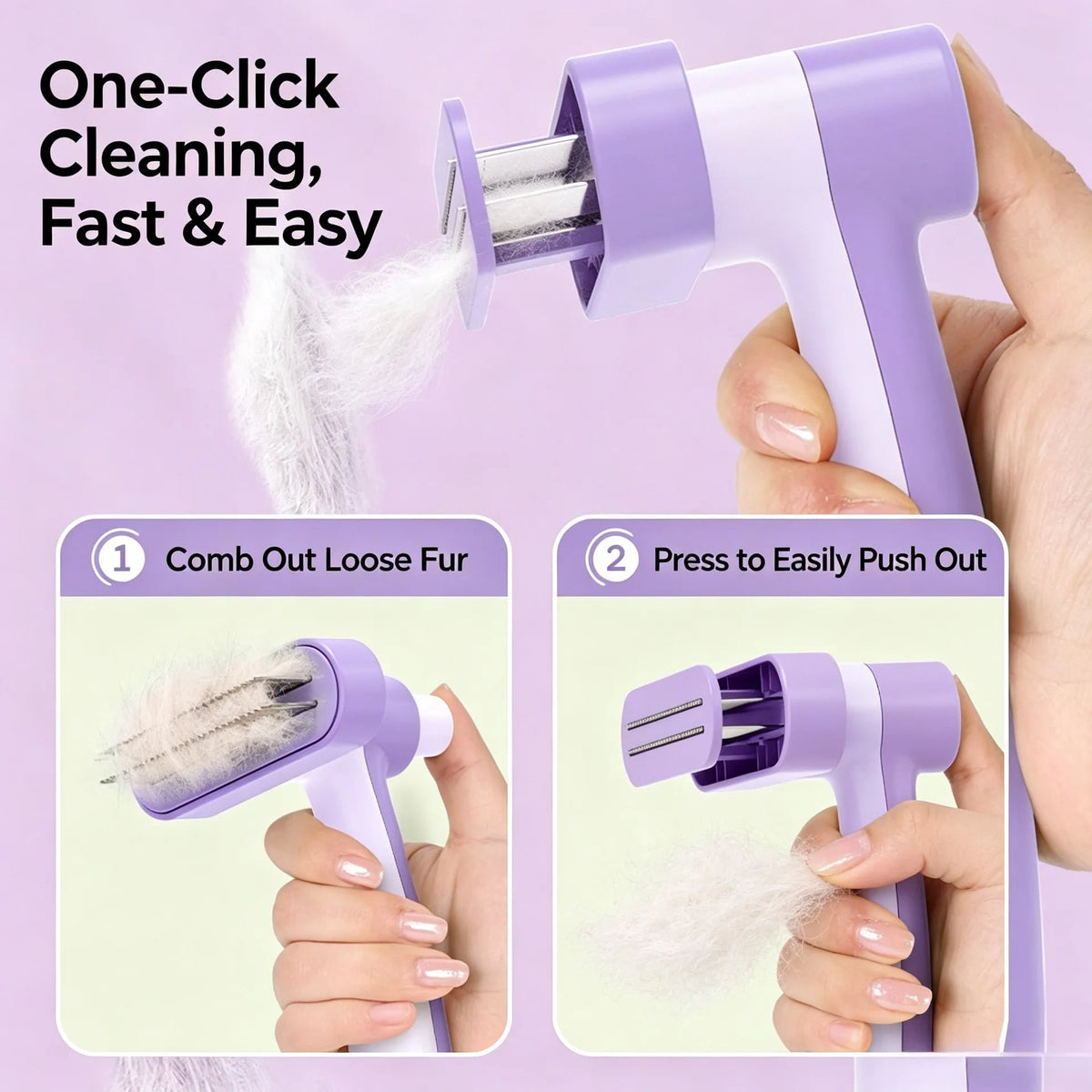 One-Button Pet Deshedding Comb for Dogs & Cats - Reduces Shedding Rake Brush