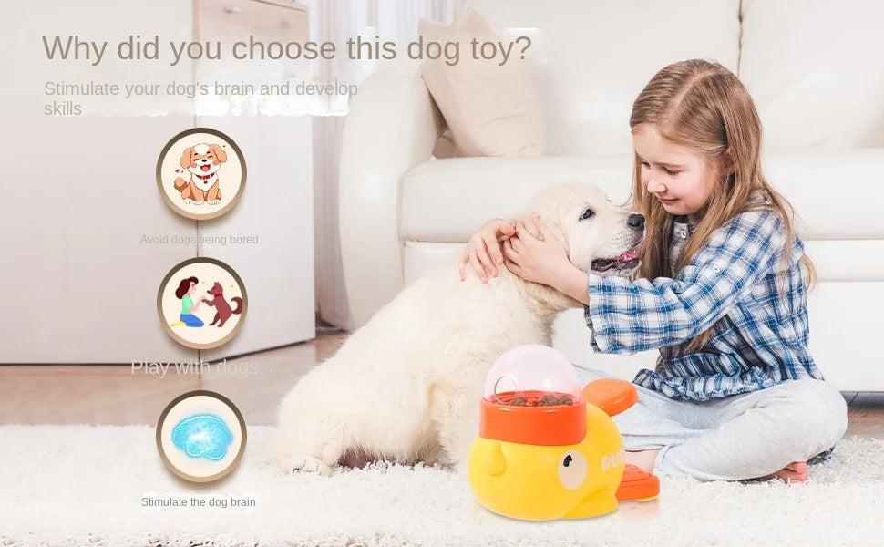 2-in-1 Interactive Dog Treat Dispenser & Slow Feeder - Cartoon Duck Paw-Pressed IQ Puzzle Toy