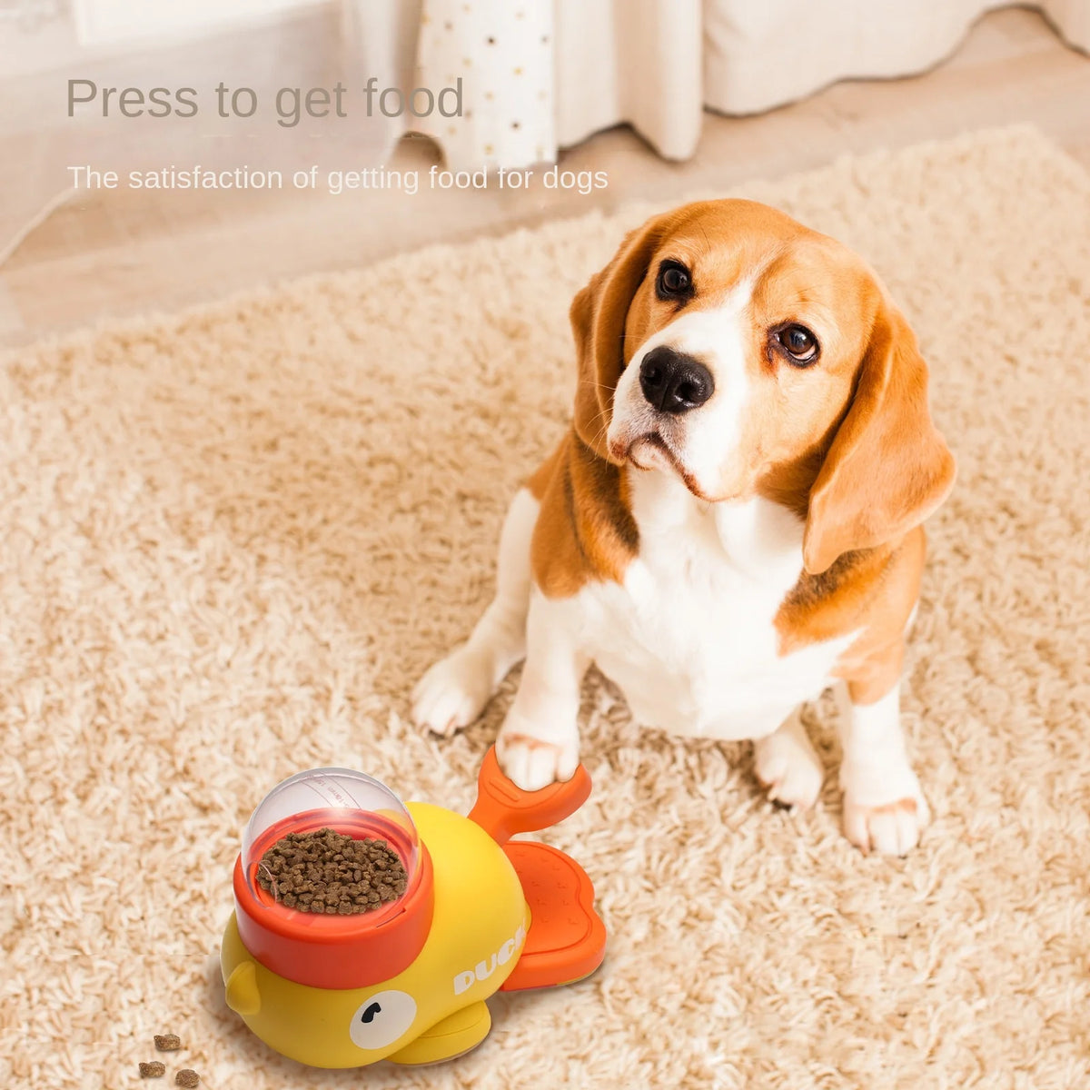 2-in-1 Interactive Dog Treat Dispenser & Slow Feeder - Cartoon Duck Paw-Pressed IQ Puzzle Toy